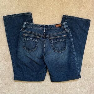 Eddie Bauer Dark Wash Boot Cut Jeans w/ embroidered details